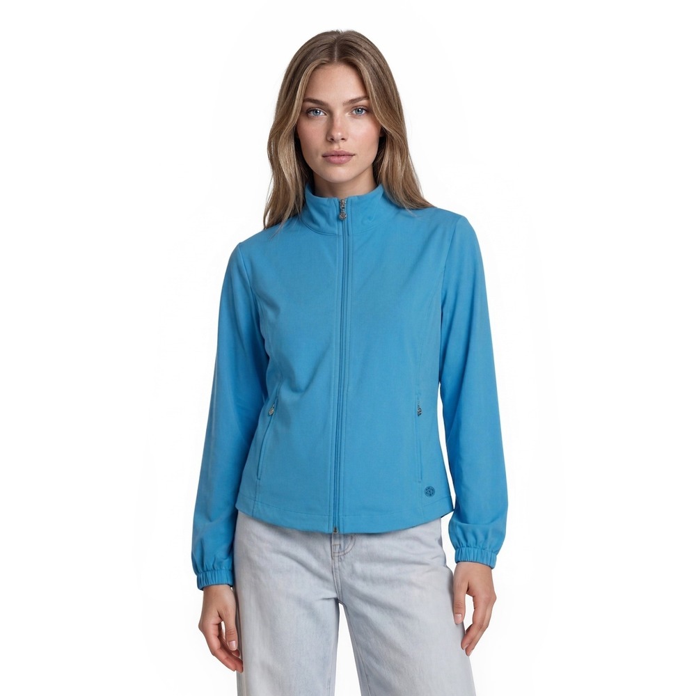 Lilly Pulitzer Luxletic Jacket Top Women's Size Medium Blue Full Zip Pockets